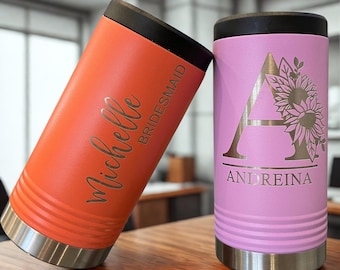 Custom 12 oz Skinny Can Cooler – Engraved Stainless Steel Drink Holder
