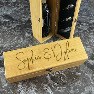 Personalized Wine Box, Wine Bottle Opener, Custom Wine Box, Anniversary Wine Box, Wine Gift for Couple, Wedding Gift, Wedding Favors