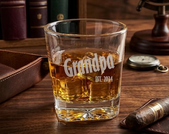 Personalized Grandpa Whiskey Glass | Grandfather Gift for Fathers Day