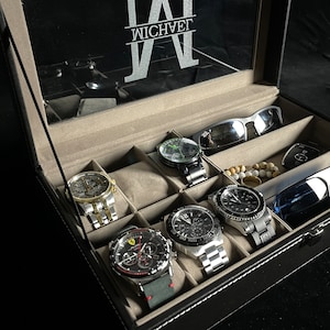 Watch Box, Personalized Watch Box, Watch Box for Men, Groomsman Gift, Best Man Gift, Watch Case, Gift for Dad, Watch Holder, Black Watch Box image 2