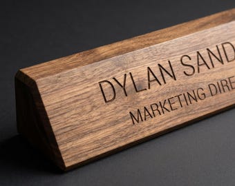 Personalized Wood Desk Name Plate | Engraved Office Sign