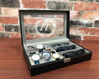 Watch Box - Personalized Watch Box - Watch Box for Men - Groomsman Gift - Best Man Gift - Watch Case - Gifts for Dad - Black Watch Box