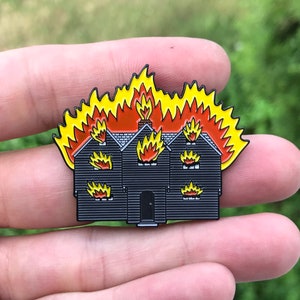 The Witch House on Fire Enamel Pin