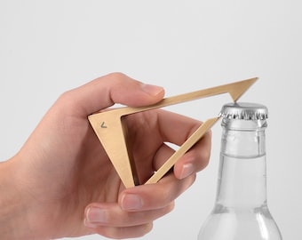 TRIANGLE bottle opener - aged brass finish