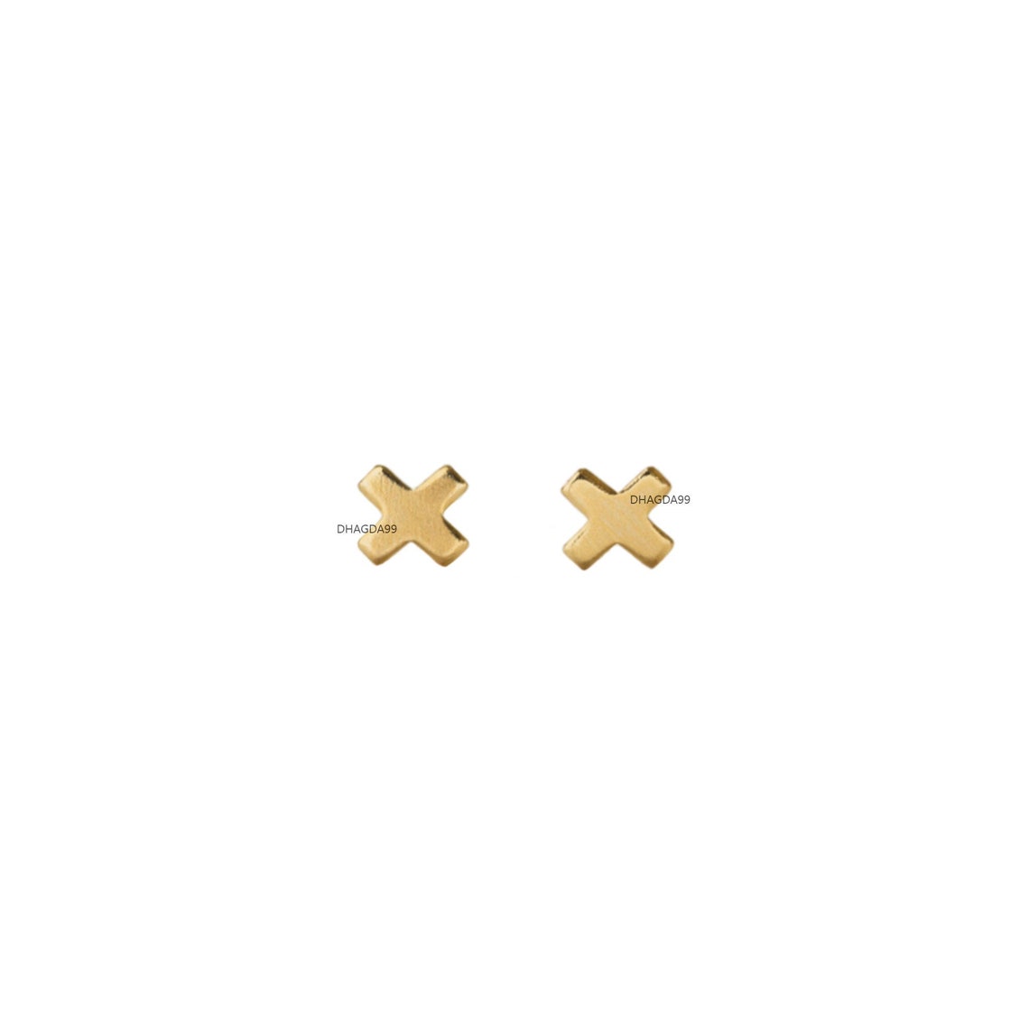 X Shape Mini Stud Earrings 14K Solid Gold Stud Earrings Gold Etsy