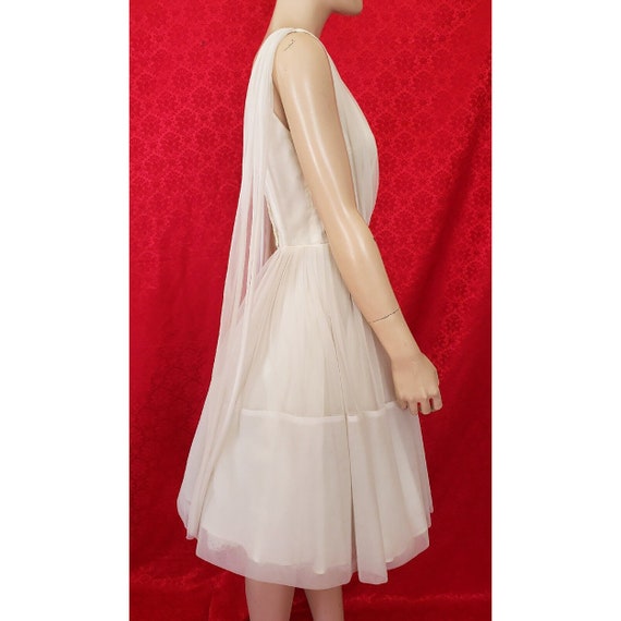 Vintage 50s Nylon Chiffon Party Dress Full Skirt … - image 3