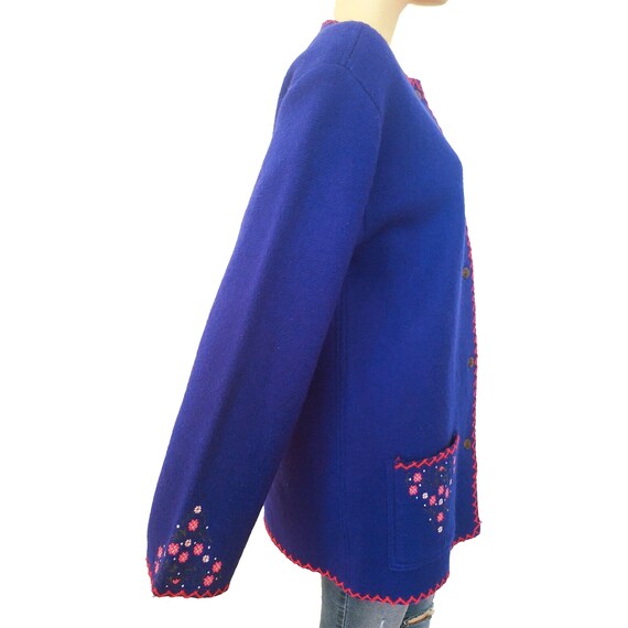 Maiden1969 Vintage Regatta Sport Knit Wool Embroidered Cardigan Jacket Sweater Cottage Core S/M