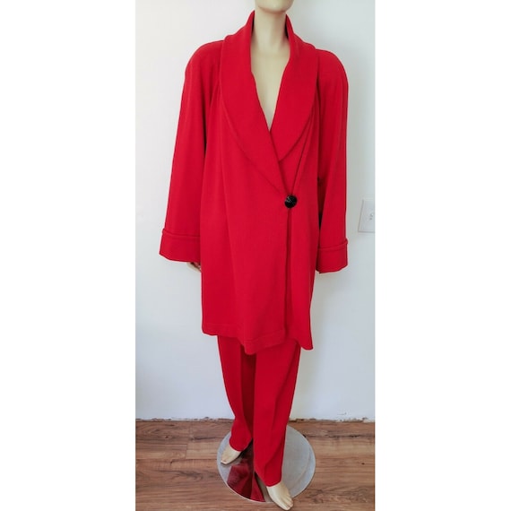 Vintage 80s ST JOHN Red Knit Santana Wool Pant SUI