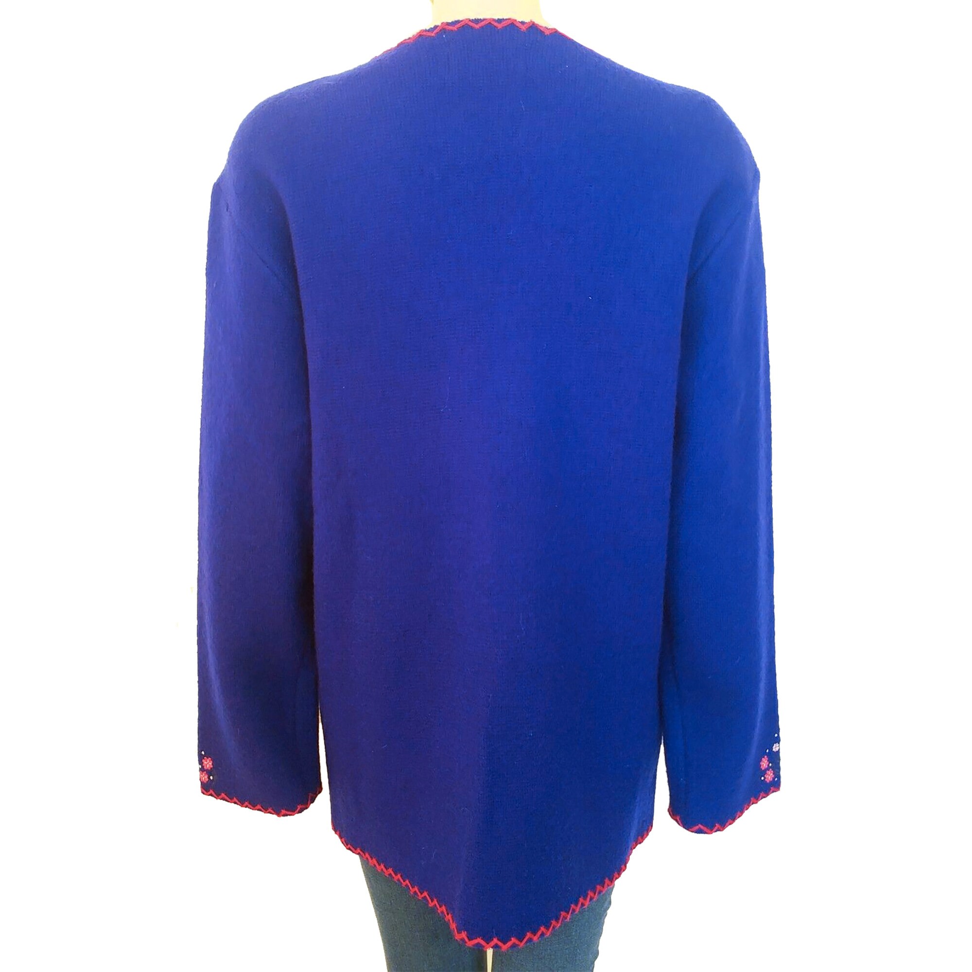 Maiden1969 Vintage Regatta Sport Knit Wool Embroidered Cardigan Jacket Sweater Cottage Core S/M
