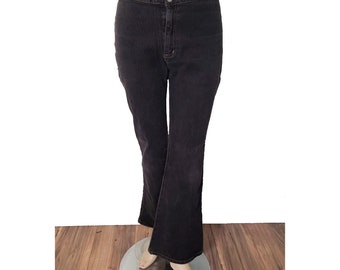 vintage Y2K Low Rise Flare Leg Jeans Charcoal Stretch Denim 30x30