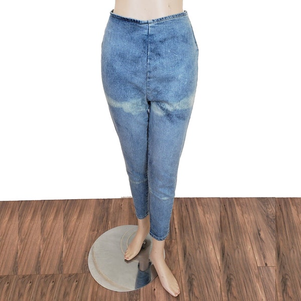 Vintage 80s Filippo-Totti Unevenly Dyed High Waisted Jeans with Back Zipper Cigarette Pants XS/S