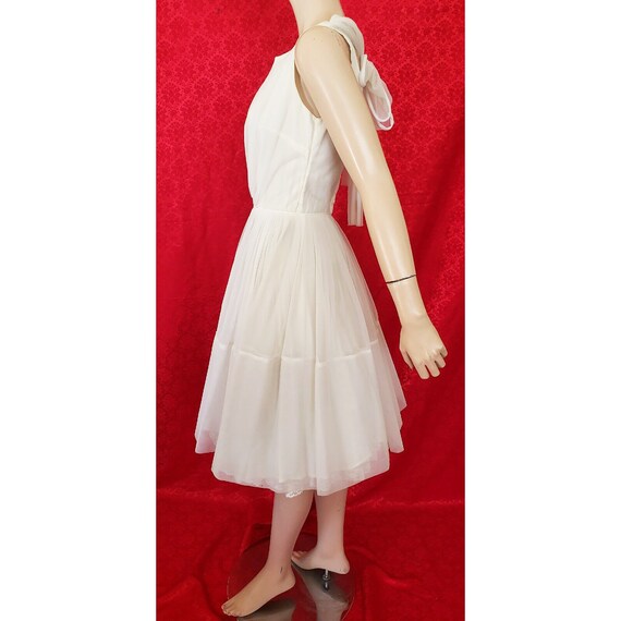 Vintage 50s Nylon Chiffon Party Dress Full Skirt … - image 6