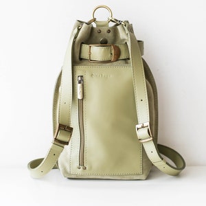 Green Leather Bag, Leather Backpack for Women, Aesthetic Backpack, Suede Sling Bag, Travel Backpack
