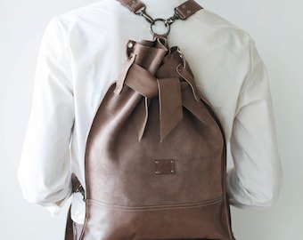 Backpacks for Women, Brown Leather Backpack, Travel Backpack, Minimal Backpack