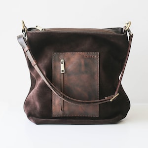 Cartera de cuero, bolso hobo de cuero, bolso de mano de cuero, bolso bandolera crossbody, bolso de cuero marrón para mujer