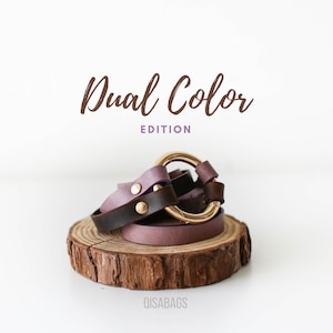 Dual Color Leather Wrap Bracelet, Leather Gift, Christmas Gift for girlfriend, Women's Leather Bracelet, Minimalist Bracelet