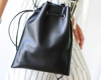 Back Leather Crossbody Bag, Convertible Bag, Black Fanny Pack, Small Leather Bag, Black Leather Purse