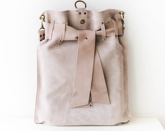 Womens Convertible Backpack, Women Leather Backpack, Gray Backpack