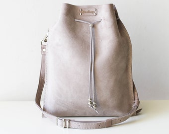 Small Leather Crossbody Bag, Suede Bag, Leather Pouch, Bucket Bag