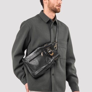 Leather Bag for Men, Mens Crossbody Bag, Mens Sling Bag, Black Leather Bag, Men&#39;s Leather Purse, leather accessories for him