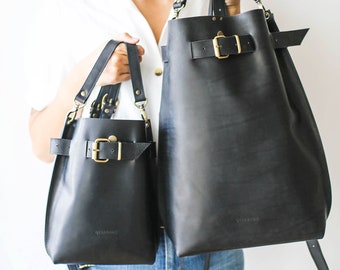 Sac à dos noir femmes, sac à dos noir, sac à main en cuir noir, mini sac à dos en cuir, grand sac à dos en cuir, sac en cuir noir