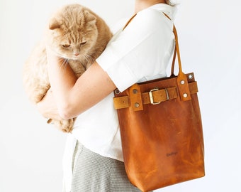 Leather Handbag, Leather Shoulder bag, Brown Leather Tote, Leather Purse, Top Handle Bag