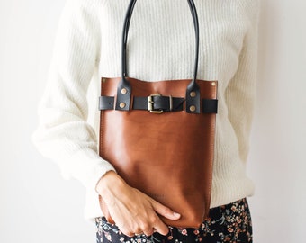 Leather Purse, Vintage Leather Bag, Brown Leather Handbag, Leather Shoulder Bag, Leather Bag