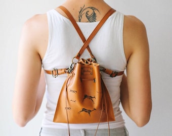 Mini Backpack, Small  Backpack, Mini Backpack purse, Brown Leather Backpack, Convertible Crossbody Backpack