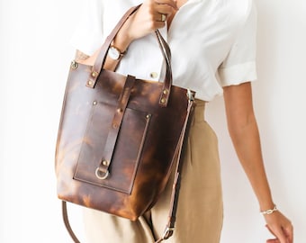 Brown Leather Handbag, Leather Tote Bag, Brown Leather Bag, Shoulder Bag, Large Tote Bag, Bags for Women
