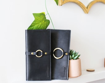 Large Black Leather Wallet, Black Leather Purse, Leather Gift, Leather Accessories, Slim Wallet, Womens Minimalist Wallet