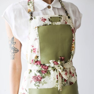 Canvas Leather Apron for women, perfect kitchen, cooking apron