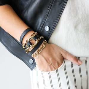 Trésors de St Barth - Unisex leather and gold bracelet from St Barth