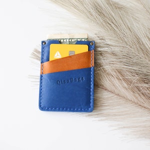 Regalo in pelle, porta carte di credito in pelle, accessori in pelle, regalo per lei, portafoglio sottile, regalo per il terzo anniversario, portafoglio per carte