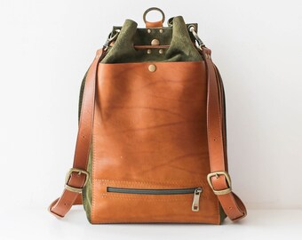 Leather Bucket Bag Leather Backpack 