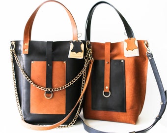 Leather Tote Bag, Black Tote, Brown Leather handbag, Tote bags for women, Leather Shoulder Bag, Work Bag, Large Tote