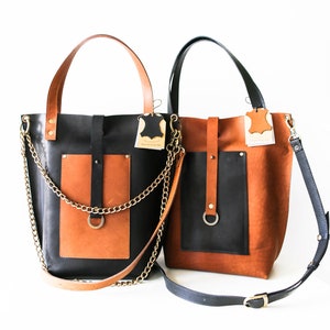 Leather Tote Bag, Black Tote, Brown Leather handbag, Tote bags for women, Leather Shoulder Bag, Work Bag, Large Tote