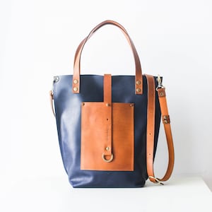Leather Tote, Womens Handbag, Tote Bag with Pockets, Leather Shoulder Bag, Tote Handbag, Cross Body Tote