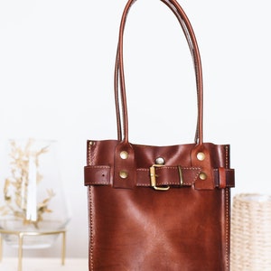 Brown Leather Bag, Leather Handbag, Leather Crossbody Bag, Leather Shoulder Bag, Brown Handbag, Bucket Bag image 10