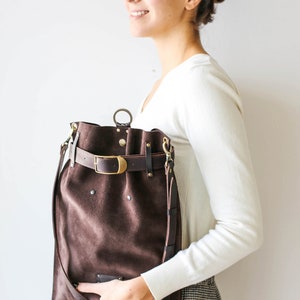 Suede Bag Brown Leather Backpack Large Suede Backpack - Etsy