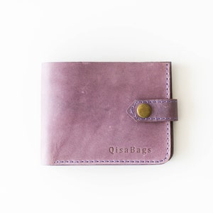 Purple Leather Wallet for Women, Bifold Wallet, Womens Small Wallet, Slim Leather Wallet, Christmas Gift for Her image 7