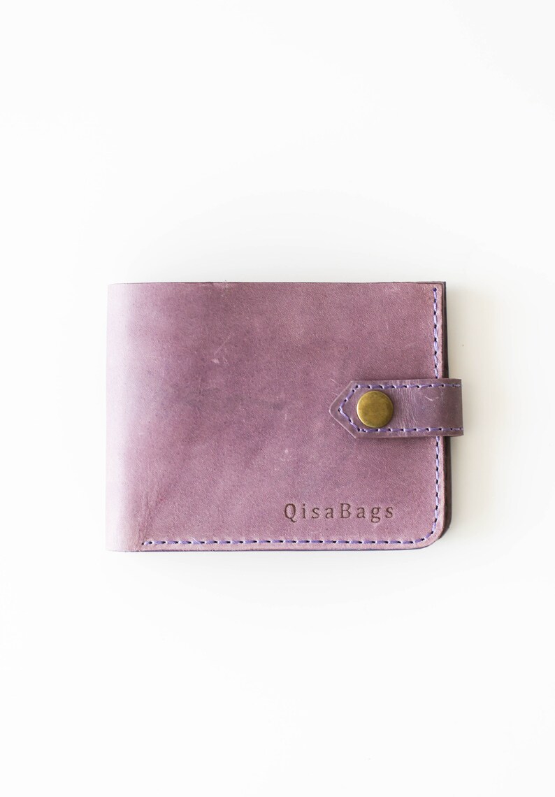 Purple Leather Wallet for Women, Bifold Wallet, Womens Small Wallet, Slim Leather Wallet, Christmas Gift for Her image 7