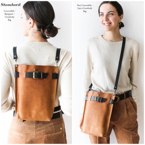 Leather Handbags, Leather Crossbody Bag, Leather Bags, Convertible Backpack, Brown Bag, Minimal Style image 3