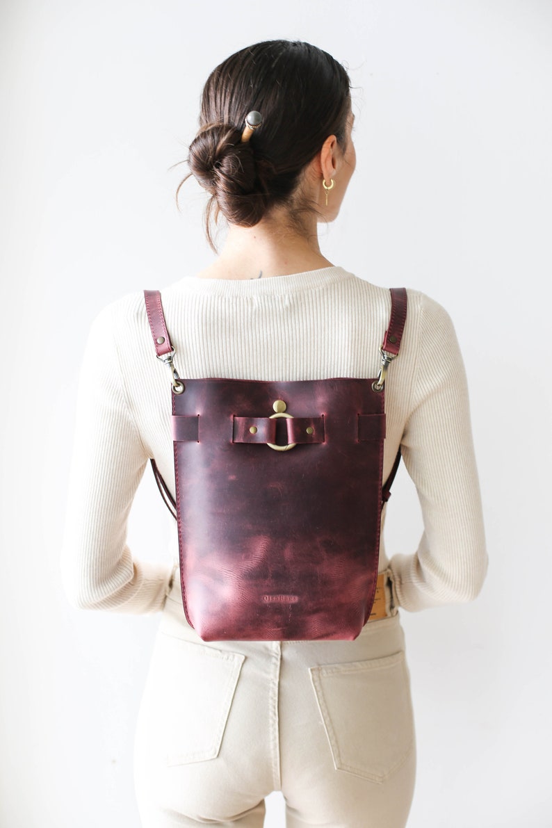 Leather backpack women