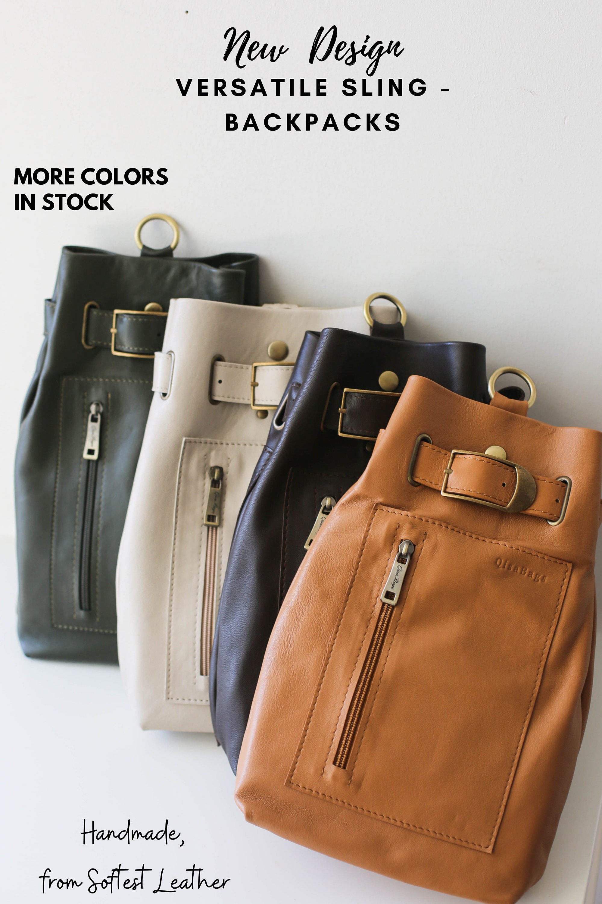 2642 Leather Backpack Purse Beige Real Soft Leather Travel Convertible Nyra Webbing Strap Convertible Backpack main image 2