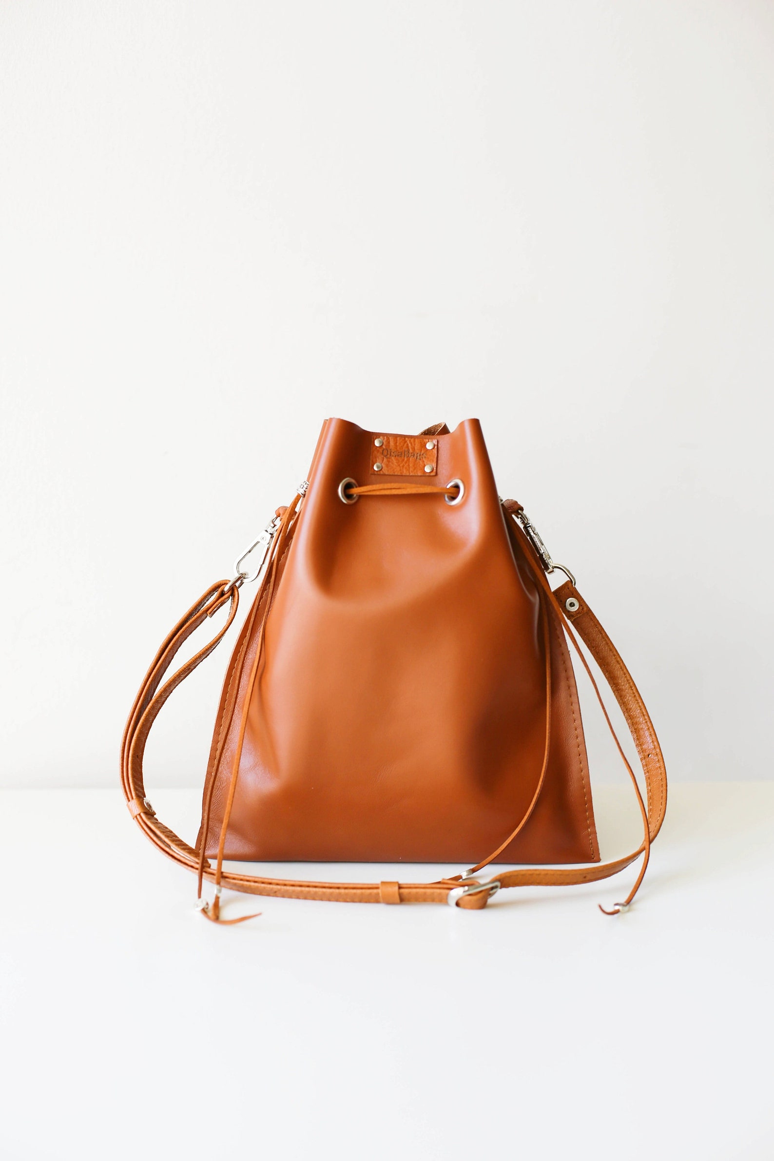 Leather Bucket Bag Brown Leather Crossbody Bag Custom Etsy