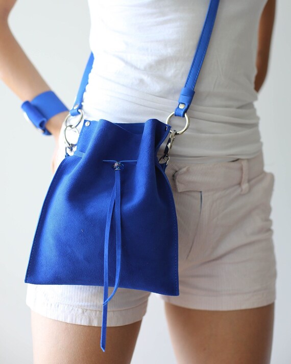 Small Leather Bag Blue Leather Bag Small Leather Crossbody Etsy