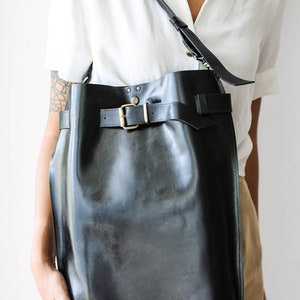 Handmade Large Leather Backpack, Black Leather Backpack, Glossy leather purse, Leather Laptop Backpack, Qisabags image 9