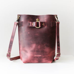 Burgunder Leder Rucksack, Leder Handtaschen für Frauen, Leder Cross Body Schultertasche, Leder Rucksack Geldbörse