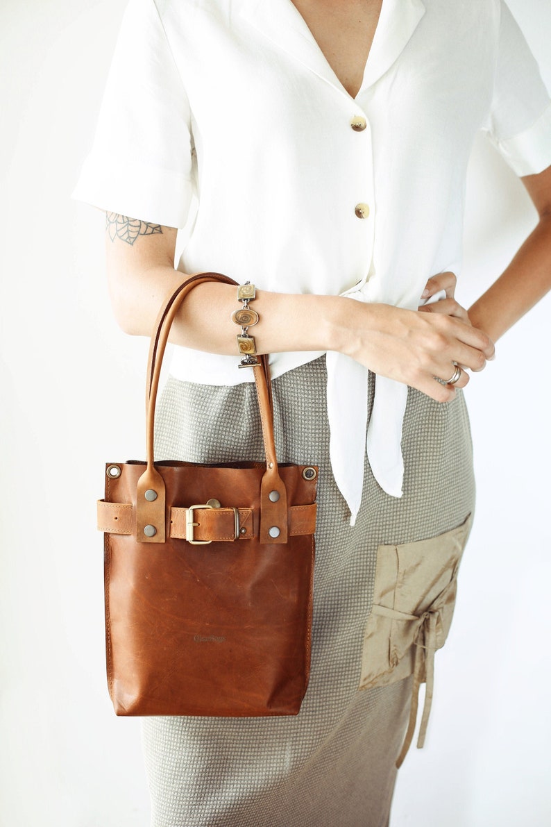 Brown Leather Bag, Leather Handbag, Leather Crossbody Bag, Leather Shoulder Bag, Brown Handbag, Bucket Bag image 3