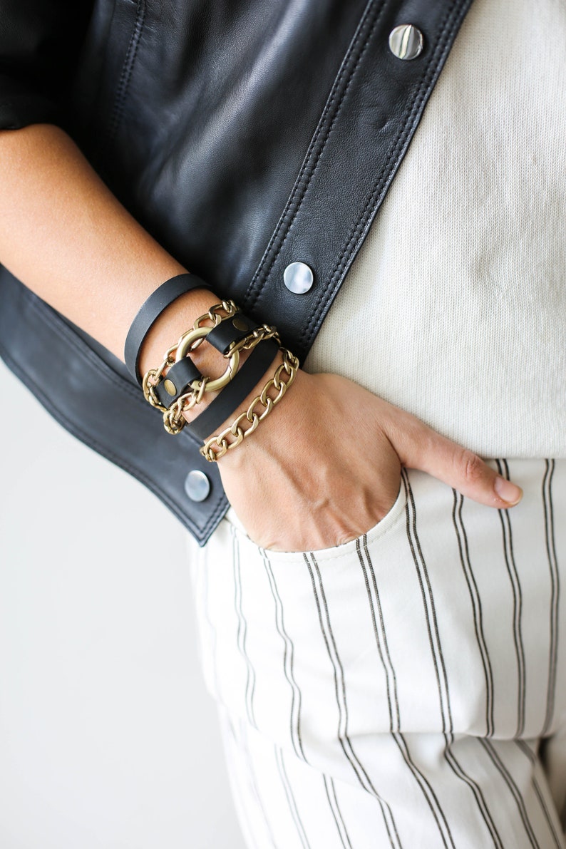 black leather bracelet